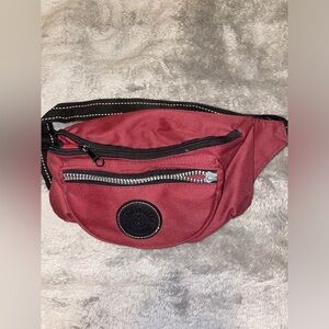 Burgundy and black waist bag/ fanny pack